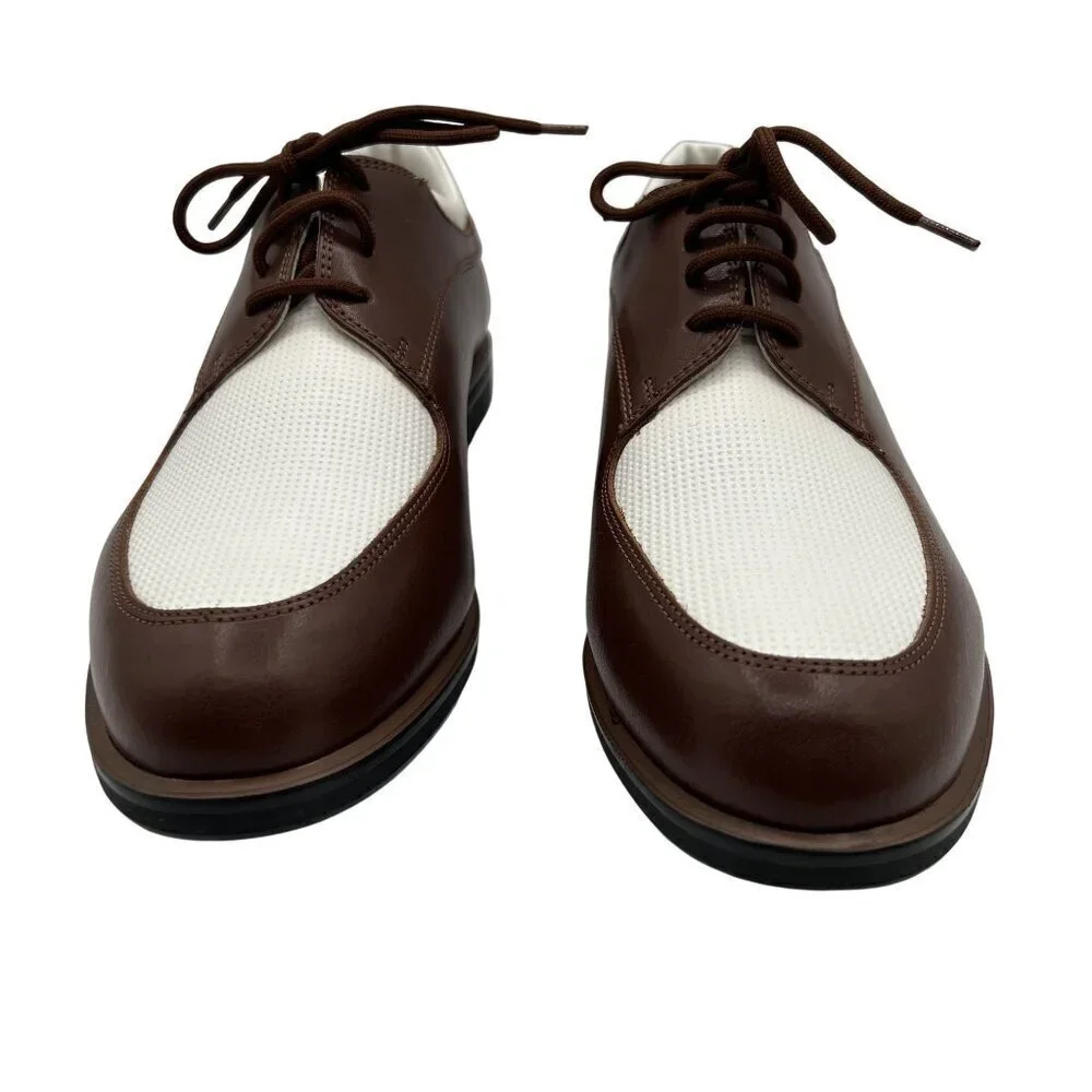 NEW Tehama 9 Brown White Leather Oxford Golf Shoes Italy Made Old Money Preppy